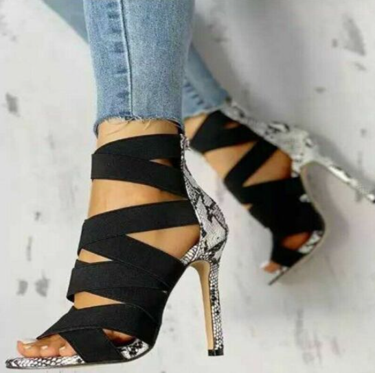 Womens High Heels Cross Strap Sandals Sexy Party Club Shoes Stiletto Peep Toe