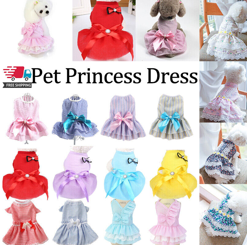 Pet Puppy Small Dog Cat Lace Princess Tutu Dress Skirt Clothes Apparel Costume❃